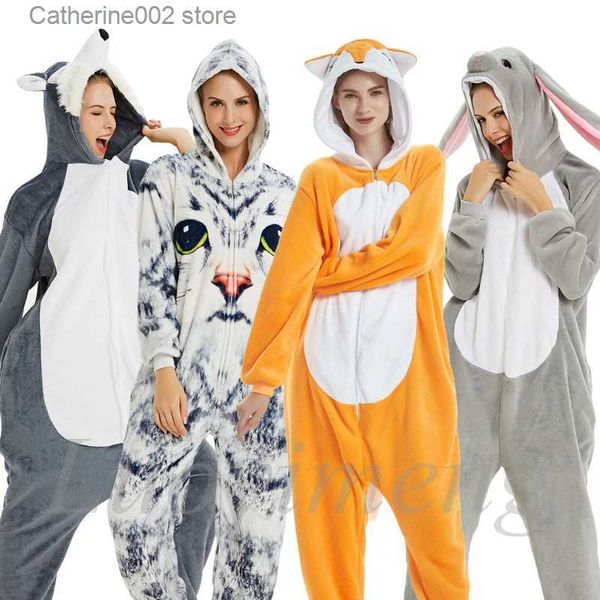 Donne's Sleep Lounge Inverno adulti Unicorno Pigina animale Leone Cat Onesie Flanella Piajama di abbigliamento da sonno caldo per donne Kigurumi Stitch Nightie Jumpuit T231024