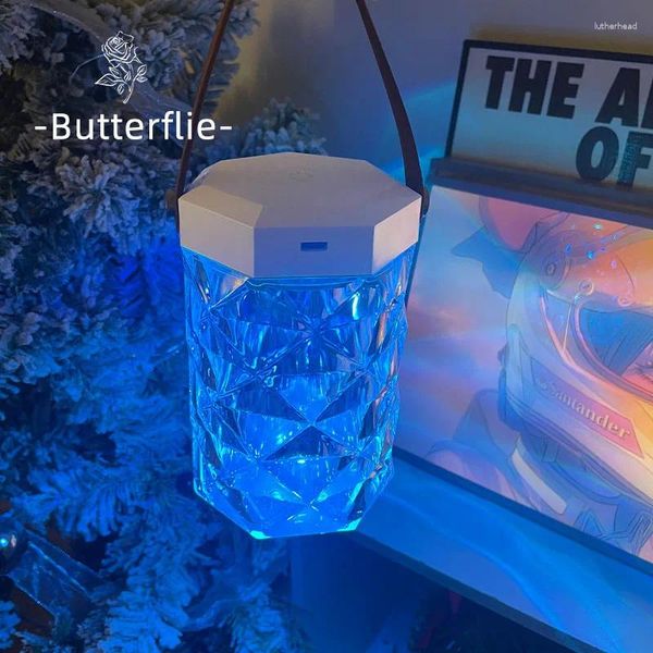 Nachtlichter Design Kristall Rose Lampe Touch Control Hängende bunte Fernbedienung Licht mit eingebauter Batterie