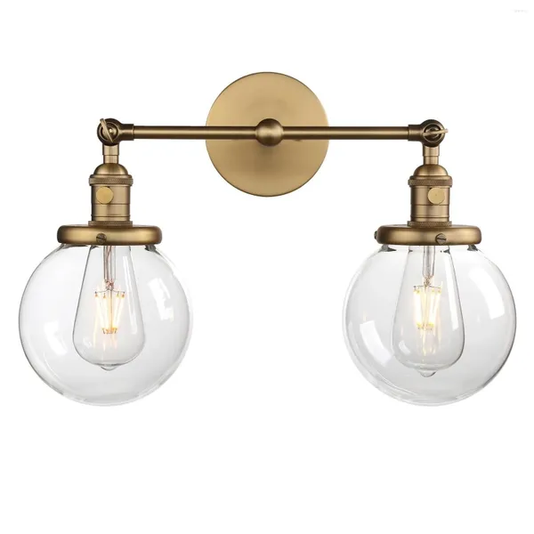 Lâmpada de parede Phansthy Moderno Quarto Luzes Stair Sconce 5.9 '' Globo de Vidro Duplo Bola Cabeças Vintage Luminárias Interiores