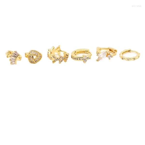 Orecchini a cerchio 36 pezzi piccoli orecchini da 6 mm corona di rame moda donna gioielli orecchio stud cristallo CZ gemma