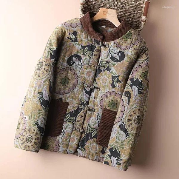 Женские плащи, осенне-зимние куртки в стиле ретро, утепленная хлопковая одежда, свободная пряжка, китайская хлопковая подкладка, Jp388