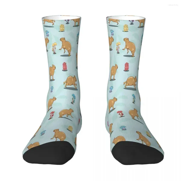 Herrensocken Bunte Pilz Capybara Meerschweinchen Socke Männer Frauen Polyesterstrümpfe Anpassbares Design