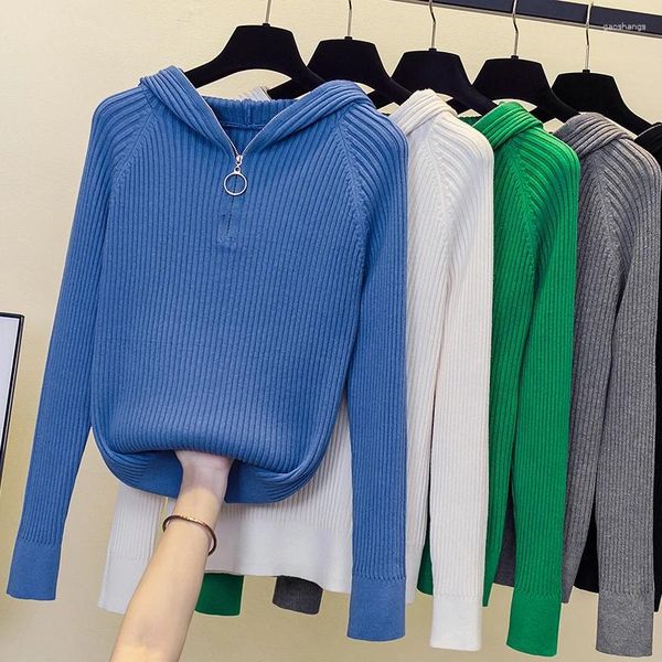 Женские свитера 2023, кашемировый свитер большого размера, с капюшоном и длинными рукавами, пуловер с v-образным вырезом, свободный повседневный вязаный топ