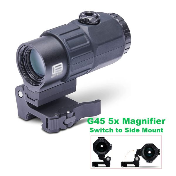 Luneta tática G45 Compacta G45.STS 5x Ampliação Óptica Riflescope de Caça com Interruptor para o Lado Montagem Destacável Rápida Fit 20mm Rail