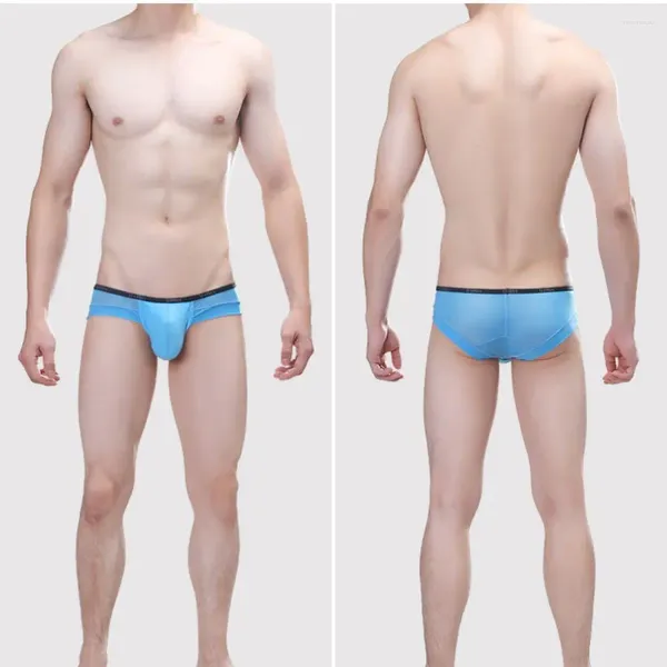 Cuecas masculinas cuecas u convexo algodão sexy transparente perspectiva malha oca cueca masculina calcinha respirável