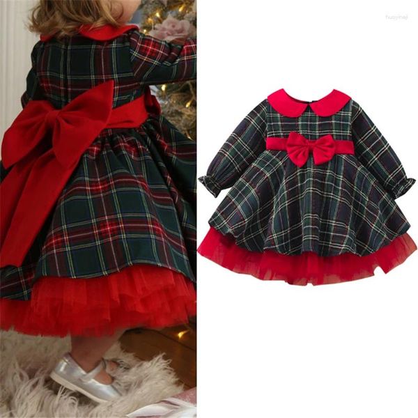 Mädchen Kleider Kleinkind Weihnachten Party Kleid 12 Monate Baby Erster Geburtstag Prinzessin Tutu Kleid Kleinkind Plaid Tüll Schleife Jahr Kostüm