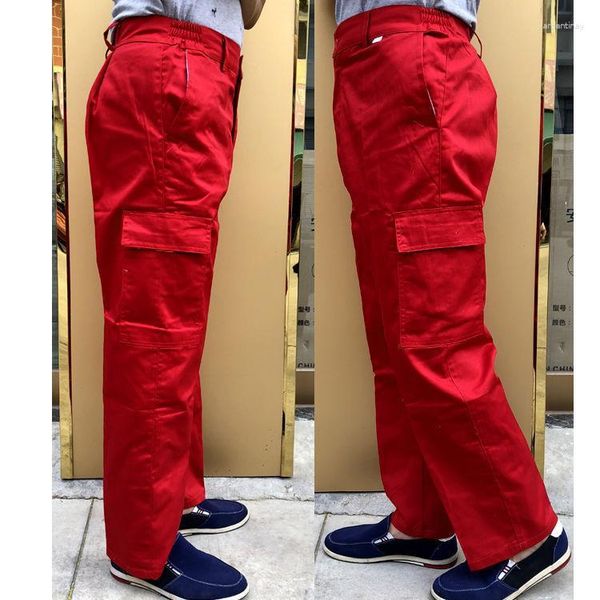 Pantaloni da uomo Stile giapponese da uomo Resistente all'usura Allenamento Tuta in cotone arancione Uomo Casual Allentato HIPHOP Tasca cargo per uomoUomo