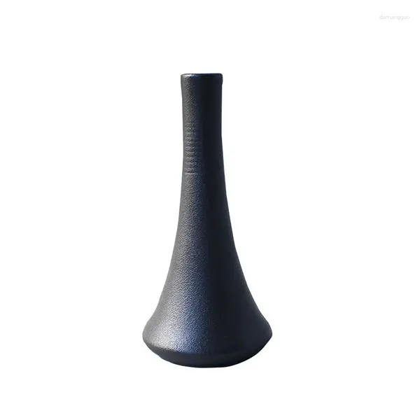 Vasi Vaso in ceramica retrò opaco nero Semplice composizione floreale cinese Artigianato Decorazione arrangiatore essiccato