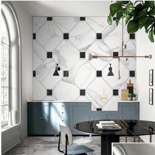Wallpapers 3D Moderne Rooster Achtergrond Muur Behang Voor Muren 3 D Woonkamer Drop Levering Huis Tuin Dhg20