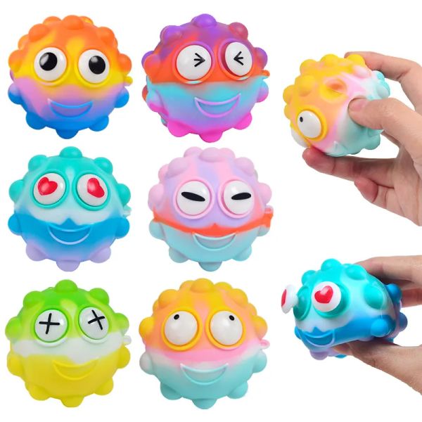 Fidget Brinquedos Sensory Easter Cute Rainbow Decompression Press Ball Elastic Push Bubble Anti Stress Educacional Crianças Adultos Surpresa Atacado em estoque