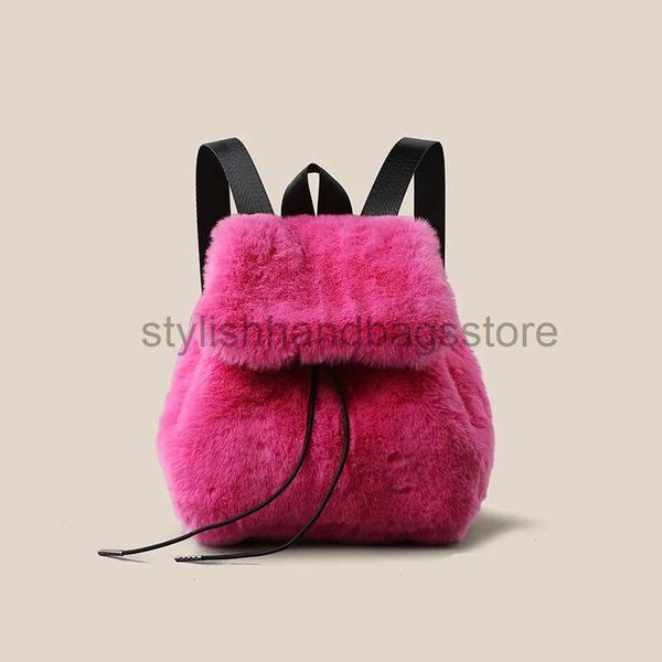 Zaino Style Zaino plissettato alla moda adatto per designer femminili zaino in morbido peluche rosa adatto per giovani pellicce invernali wostylishhandbagstore