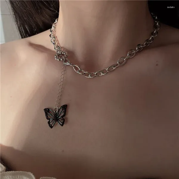 Anhänger Halsketten Mode Frauen Metall Schmetterling Halskette 2023 Dark Hip Hop Ornament Persönlichkeit Trendy Schmuck Zubehör