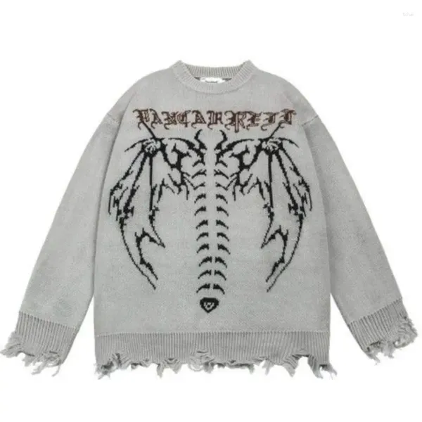 Herrenpullover High Street Dark Gothic Letter Jacquard Oversize Loose Sweater und Damen Hip-Hop American Trendy Unisex Top