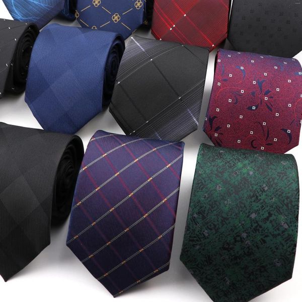 Gravatas borboletas jacquard tecido gravata para homens 8cm de largura clássico azul preto vermelho formal negócios casamento gravata moda terno camisa acessórios