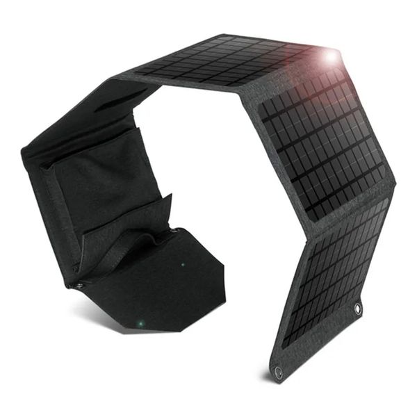 Складная солнечная панель 30 Вт, 5-кратное складное зарядное устройство на солнечной панели с двумя USB-портами для мобильного телефона, кемпинга, пешего туризма