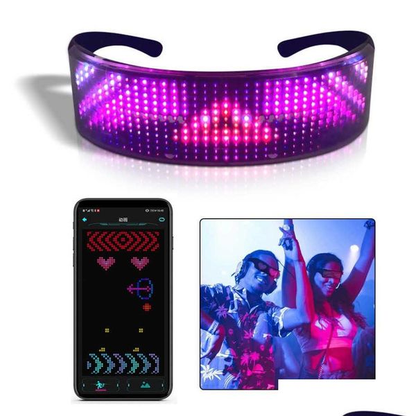 Altri articoli per feste per eventi Controllo app Occhiali dinamici a LED Maschera luminosa Bluetooth Visiera illuminata Compleanno Puntelli per allegria di Halloween D Dhgyt