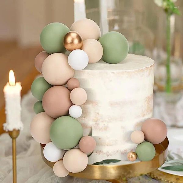 Ferramentas de bolo damasco bolas verdes toppers decorações diy chá de bebê cupcake casamento batismo decoração meninas meninos