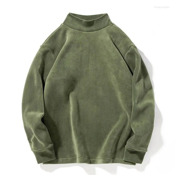 Erkek Hoodies Sonbahar Kış Kış Yarım Yaka Sweatshirt Amerika Tarzı Doğru Renk Yakışıklı Basit Basit Günlük Uzun Kollu Çok Yönlü Gençlik