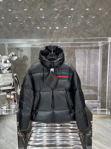 2023 designer masculino inverno jaqueta puffer casacos de inverno casaco de pão quente parka à prova de vento com capuz preto engrossado jaqueta masculina