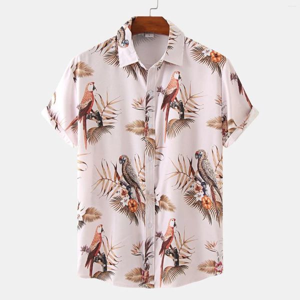 Camicie casual da uomo Camicia hawaiana estiva da uomo Stampa bavero manica corta camicetta a fiori Camisa Masculina di lusso