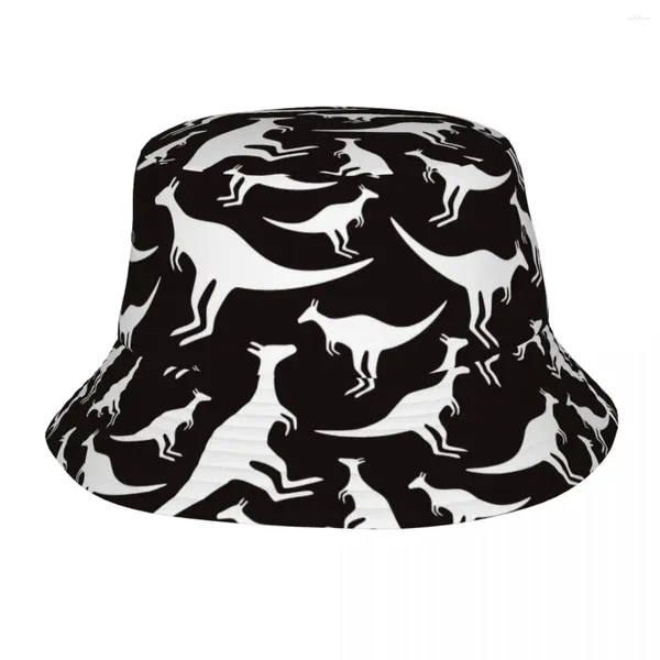 Berets casual branco animal canguru balde chapéus unisex leve acampamento natureza selvagem pesca bonés verão headwear