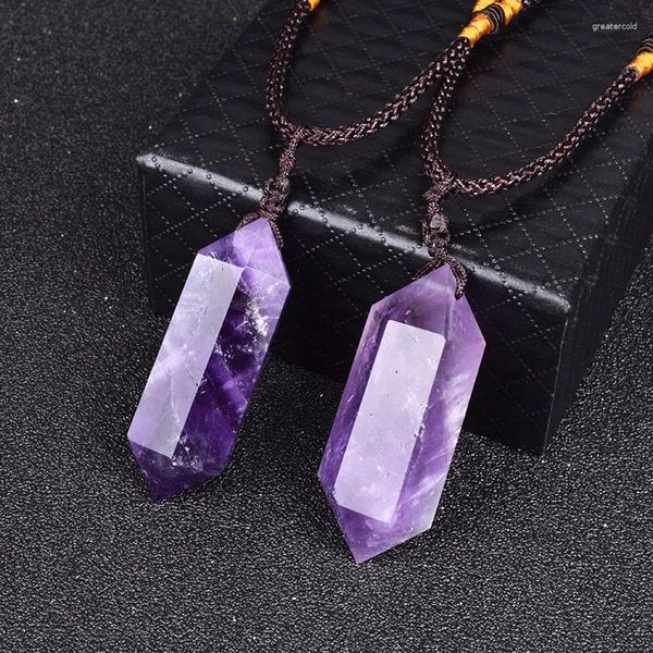 Anhänger Halsketten Natürlicher Kristall für Frauen Brasilien Amethysten Pyramide Energiestein Reiki Mode Edelstein Schmuck