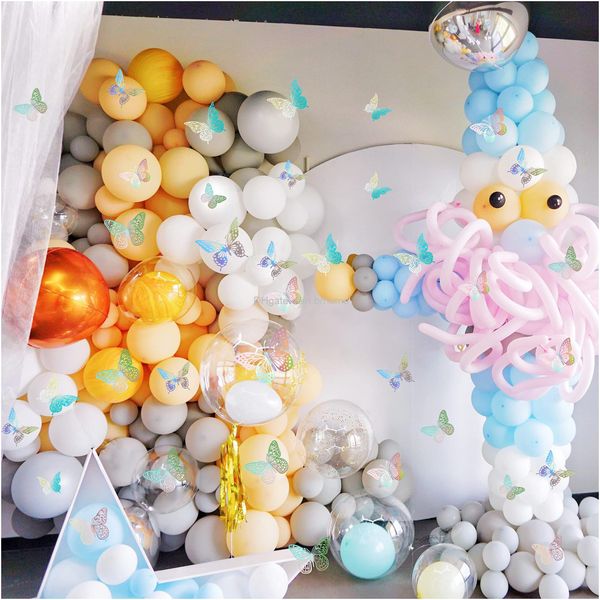 Adesivos de parede 3D borboleta decoração 4 estilos 3 tamanhos decorações de aniversário festa bolo sala removível para crianças berçário sala de aula casamento la aml6l