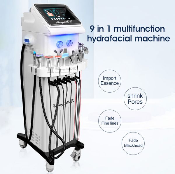 CE Onaylı Hidro Dermabrazyon Biyografi Mikro akım Cilt Nemlendirici Derin Temizleme RF Düzgünleştirme Yüzü Kaldırma Peeling Mavi Işık Sterilizasyon Makinesi