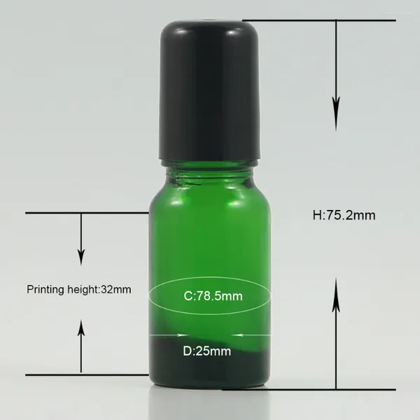 Garrafas de armazenamento Garrafa de vidro verde com rolo de bola de rolo 10ml em recipiente cosmético de aço inoxidável de 10 ml