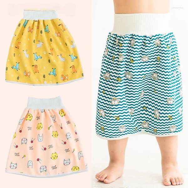 Pantaloni Pantaloni da allenamento per bambini 2 in 1 Pannolini per bambini Pannolini impermeabili riutilizzabili in cotone Gonne Tappetino per perdite Copriletto per dormire