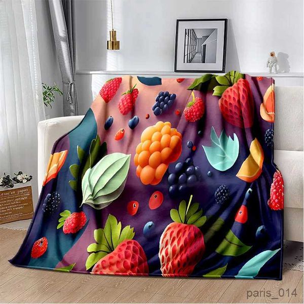 Mantas de impresión linda manta de fruta manta suave para el hogar dormitorio cama sofá picnic viaje oficina cubierta manta niños R231024