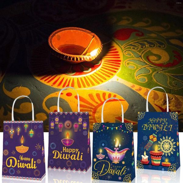 Confezione regalo BD144 12 pezzi Tote Paper Bag per Diwali Festival Borse Kraft Accessori a tema