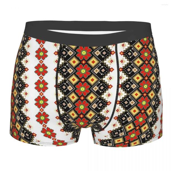 Cuecas multicoloridas geométricas e florais vyshyvanka ucraniano bordado calcinha masculina roupa interior shorts boxer briefs