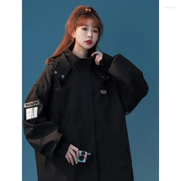 Frauen Trenchcoats Frühling Herbst Jacken Windjacke Sweatshirts Mit Kapuze Koreanische Mode Streetwear Militär Bomber Jacke