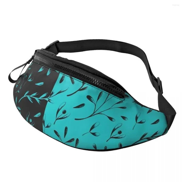 Hüfttaschen Zweifarbige Tasche Blattranke Blumendruck Polyester Pack Unisex