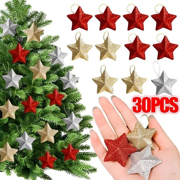 Decorações de Natal 630pcs Glitter Star Pingente Árvore de Natal Pendurado Ornamento Artesanato 5cm Plástico para Festa de Aniversário Decoração de Casa Suprimentos 231023