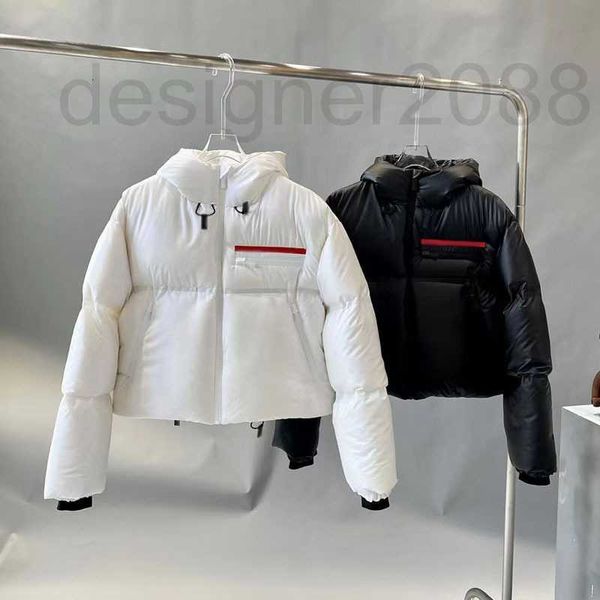 Parka da donna Designer Giacca di pane, piumini da donna, giacca in nylon rosso, cappuccio ispessito in piuma d'oca, colla invernale pressata UXIG