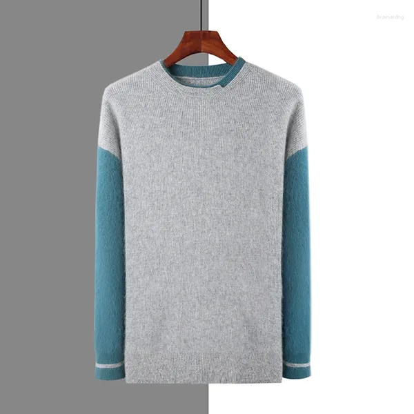 Maglioni da uomo Smpevrg Pullover maschile da uomo Manica lunga O-Collo Maglione patchwork casual Autunno Inverno Top in maglia di lana Abbigliamento