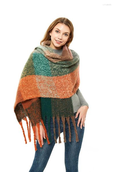 Sciarpe 2023 Inverno E Autunno Sciarpa A Scacchi Donne Plaid Cashmere Reticolo Grande Scialle Avvolge Signore Caldo Echarpe Pashmina