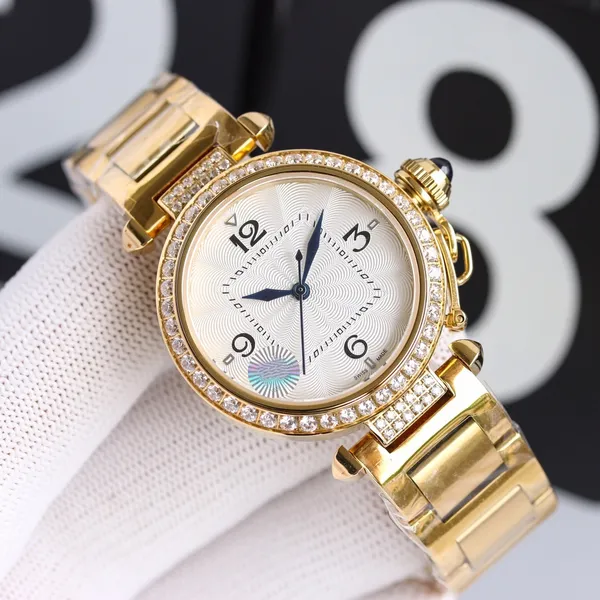 Relógio de diamante feminino relógio mecânico automático 32mm espelho de safira relógio feminino de negócios de alta qualidade em aço inoxidável com trava de cabeça de chaleira luxo