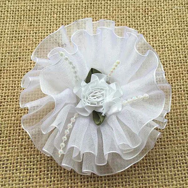 Accessori per capelli 2 pezzi Fiori bianchi Ragazze Cravatte elastiche senza soluzione di continuità Fascia Corda Coda di cavallo Bracciali Fascia per capelli Fascia scrunchy