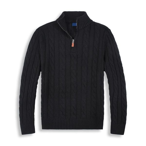 Maglione di lusso ricamato Maglione spesso da uomo Polo di design Mezza cerniera Felpa con cappuccio a maniche lunghe lavorato a maglia con cavallo e collo alto da donna