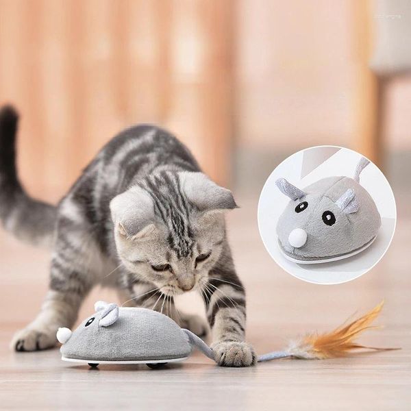 Toys de gato Motion Mechanical Mechonic Mouse Electronic Interactive Teaser Play USB Kitten recarregável e