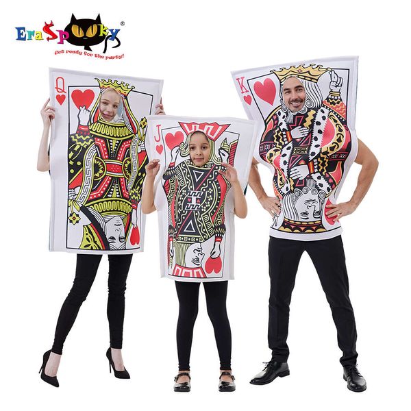 Cosplay Apagável Adulto Engraçado Corações Poker Traje Halloween Casal Esponja Macacão Cartões Clássicos Cosplay Carnaval Festa Familiar Outfitscosplay