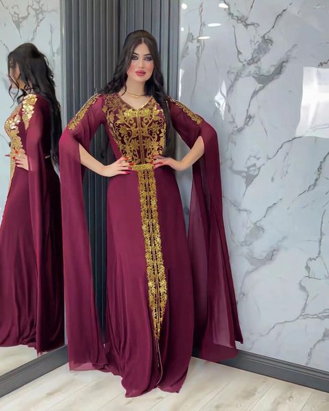 Roupas étnicas Dubai Vestido para Prom Árabe Turquia Marroquino Caftan Kaftan Lantejoulas Chiffon Robe Saia V-Pescoço Muçulmano Abaya Mulheres