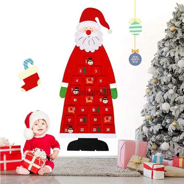 Weihnachtsdekorationen, Weihnachts-Adventskalender, Wandbehang, Filz, Weihnachtsmann-Adventskalender mit Taschen, Weihnachtsdekorationen, Kinderspielzeug, Geschenk für Heimdekoration, HKD231024