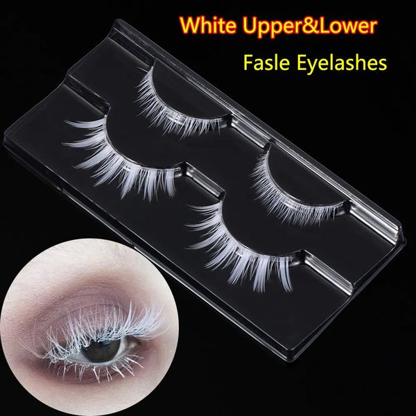 Ciglia finte 2 paia Halloween Party Cosplay Creativo Bianco Superiore Inferiore Estensione Morbido Wispy Natural Lash Makeup 231024