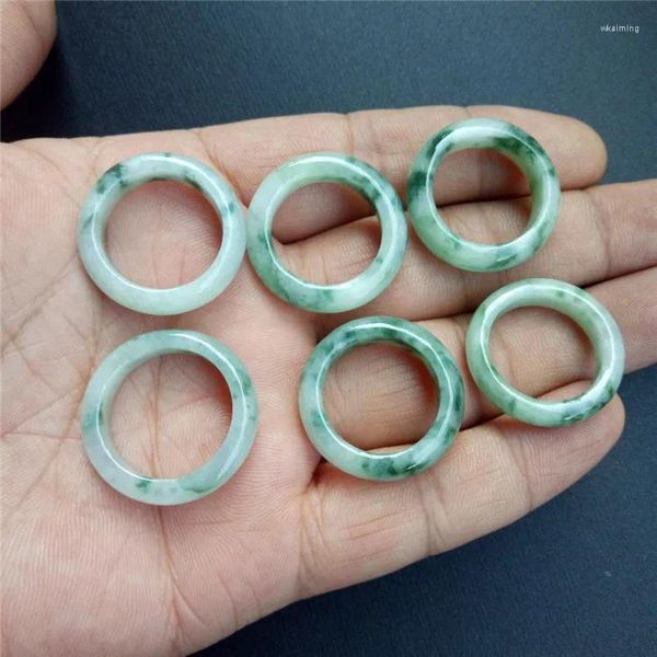 Anéis de cluster Natural Myanmar Esmeralda Verde Jade Esculpido à Mão Jadeite Anel de Pedra Real Jóias para Homens Mulheres