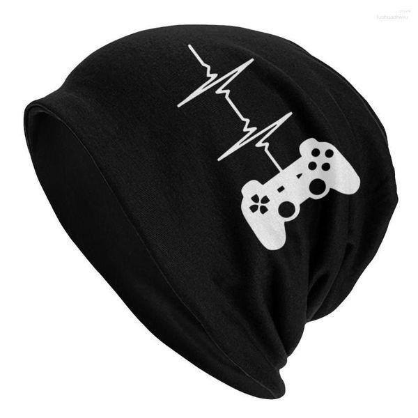 Berets Heartbeat Gamer Game Controller Caps Mode Skullies Beanies Hut Unisex Männer Frauen Homme Winter Warme Motorhaube Stricken Hüte