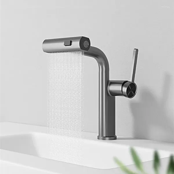 Rubinetti per lavabo Rubinetti a cascata Rubinetti per lavabo Montaggio su piano Maniglia singola Foro Cromo Nero Accessori Miscelatore oro